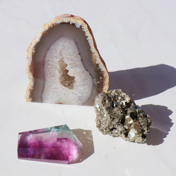 The Amplification Set - Fluorite, Pyrite and Geode Crystal Set