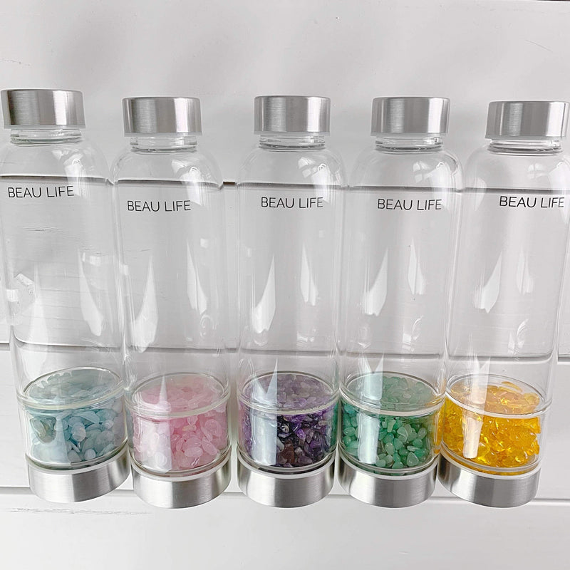 Rose Quartz Crystal Water Bottle.