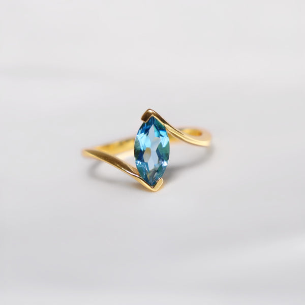 Elegance Swiss Blue Topaz Crystal Ring